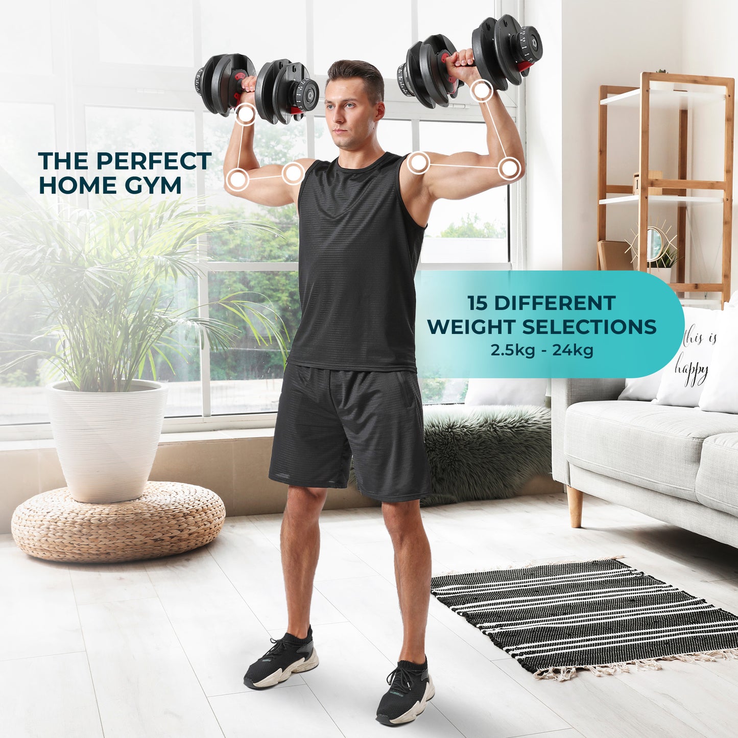 ProudCats 24kg Adjustable Dumbbell Pair with Base