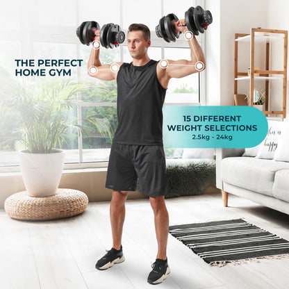 ProudCats 24kg Adjustable Dumbbell Pair with Base