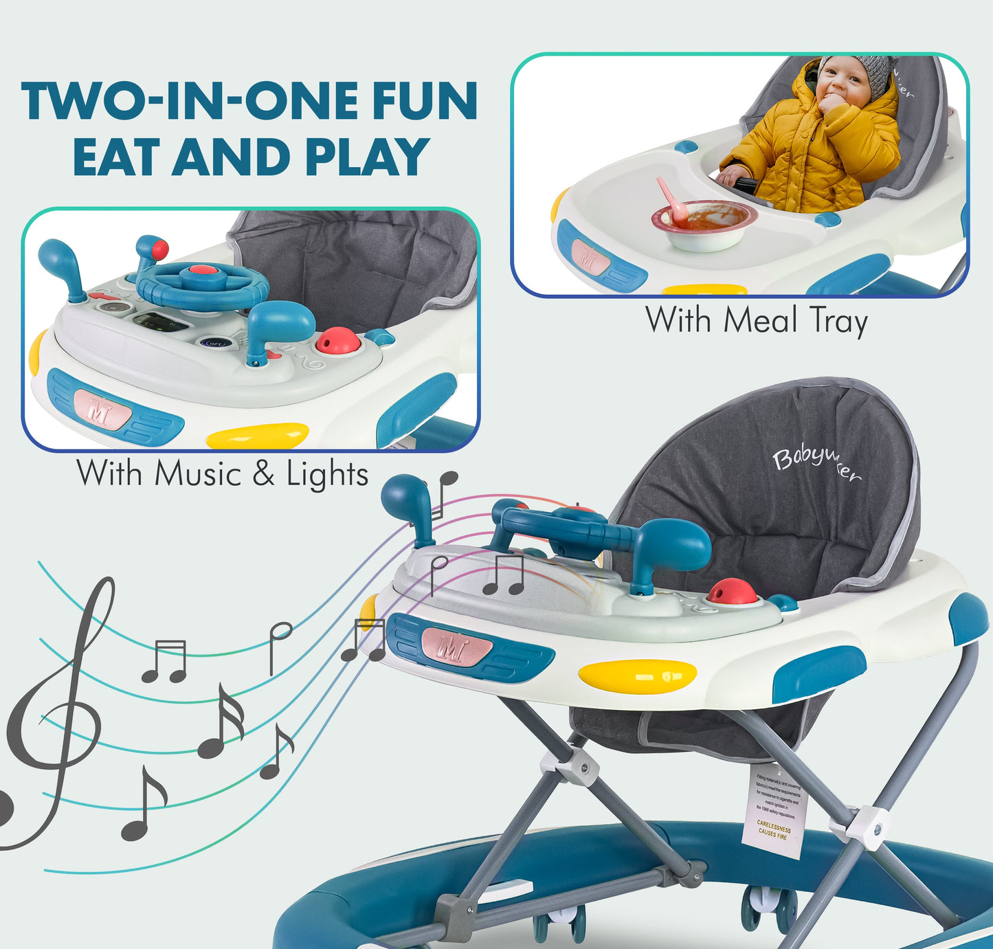 Baby Walker & Rocker Bouncer with Music Activity Tray