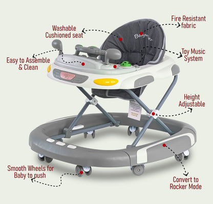 Baby Walker & Rocker Bouncer with Music Activity Tray