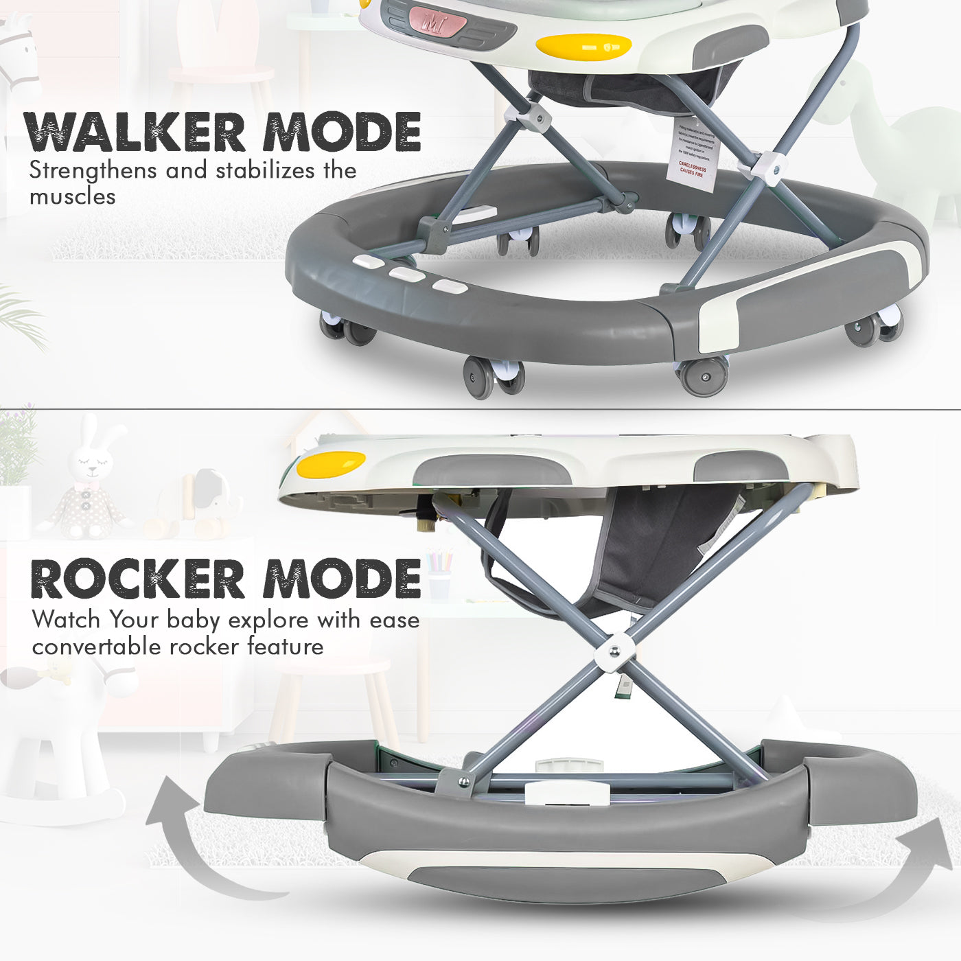Baby Walker & Rocker Bouncer with Music Activity Tray