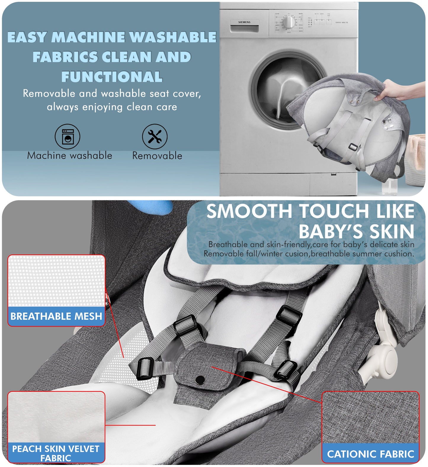 Electric Baby Swing with Bluetooth, Music, Remote – Infant Cradle