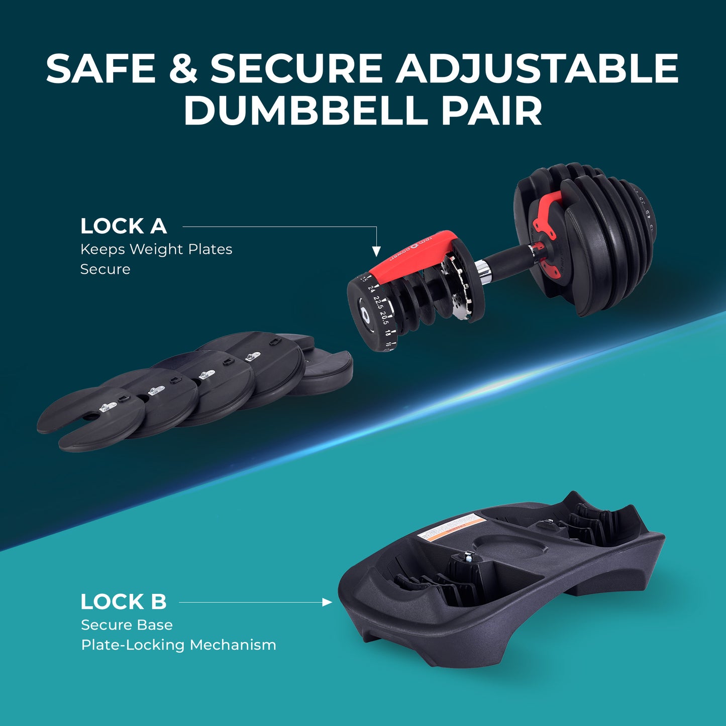 ProudCats 24kg Adjustable Dumbbell Pair with Base