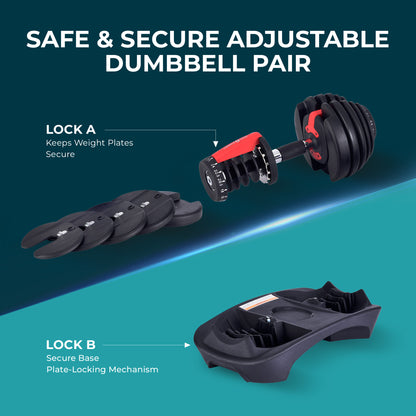 ProudCats 24kg Adjustable Dumbbell Pair with Base