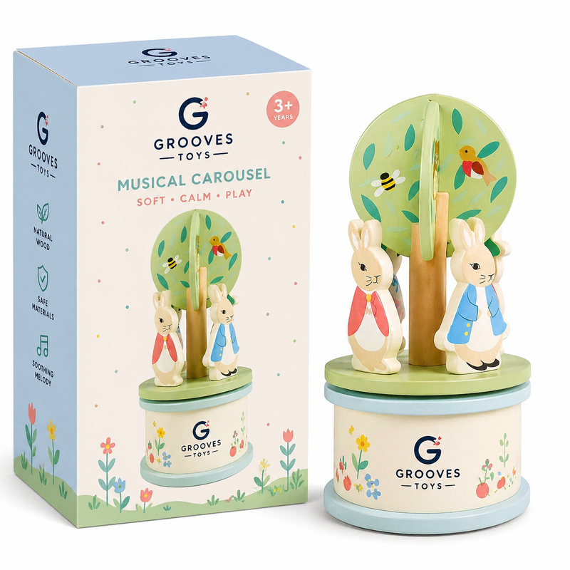 Grooves Toys™ Wooden Musical Carousel Toy Ages 3+