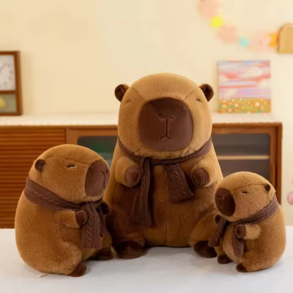 Soft Capybara Plush Toy with Removable Scarf Cute Stuffed Animal