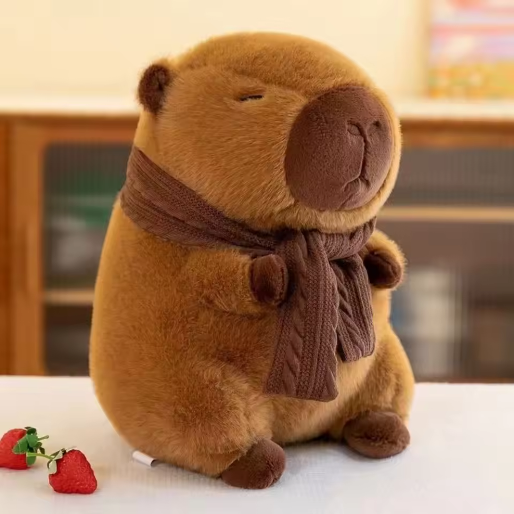 Soft Capybara Plush Toy with Removable Scarf Cute Stuffed Animal