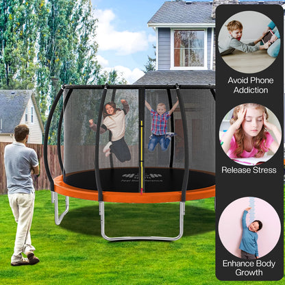 Outdoor Trampoline 6FT/8FT/10FT/12FT - Rebounder Trampoline for Toddlers, Kids & Adults with Safety Enclosure Net, Anti-tear, UV-Proof Pad, Exercise & Fitness